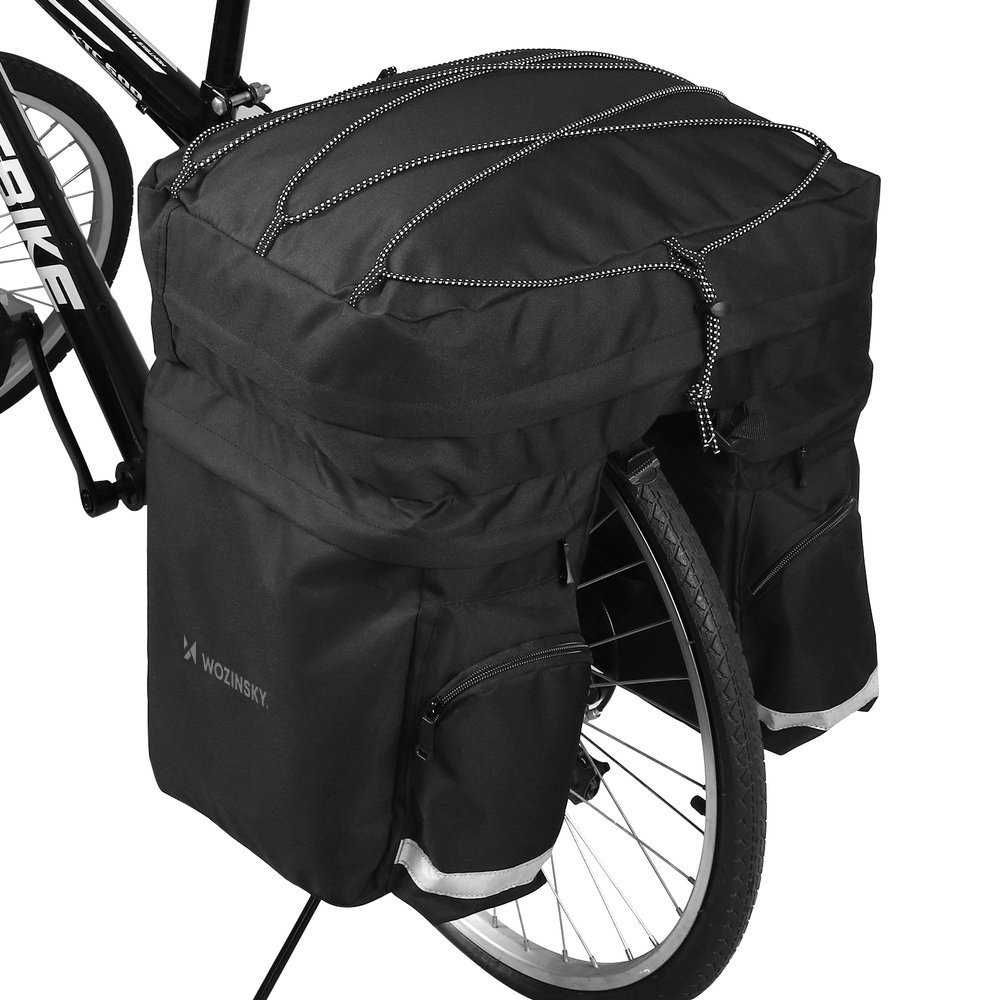 Pojemna torba rowerowa 60 l na bagażnik osłona przeciwdeszczowa czarna