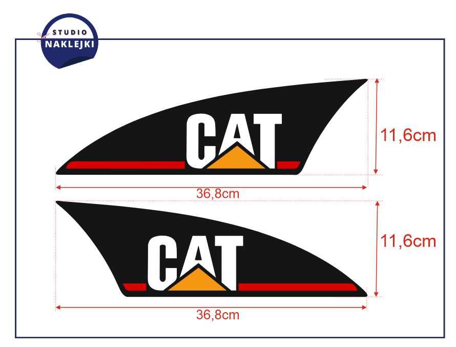 Naklejki CAT Caterpillar na ramię 36,8x11,6cm Koparka Ładowarka