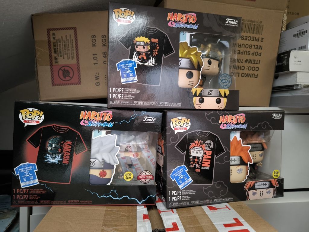 Lote 3 Funko POP Tee Naruto Seladas