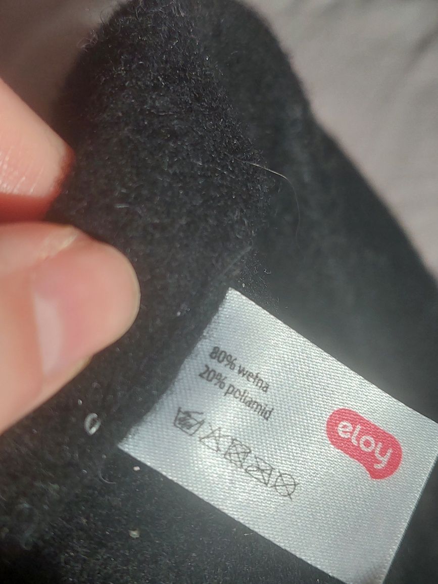 Piękny beret czarny damski wełna wełniany z perełkami elegancki