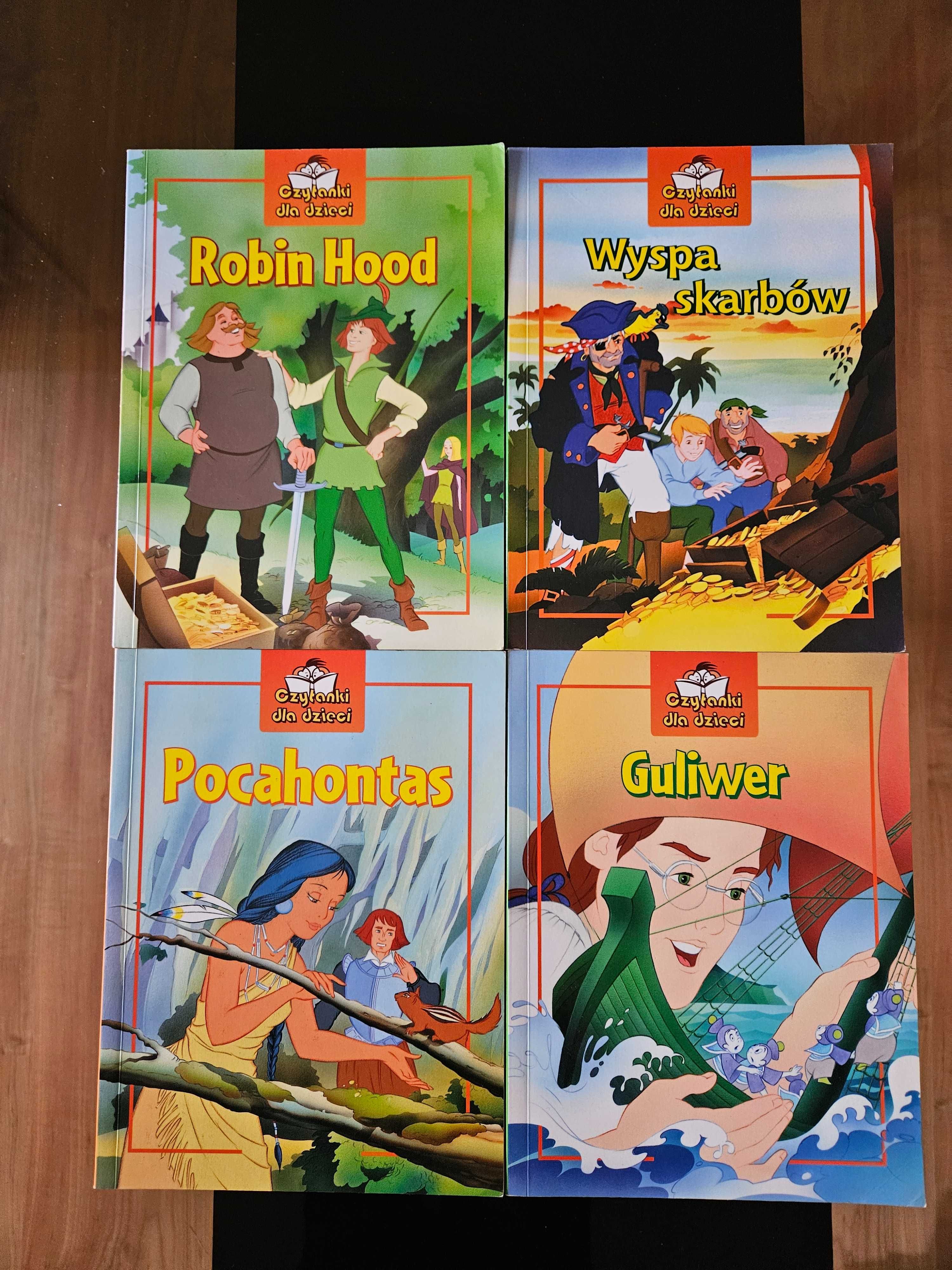 Czytanki dla dzieci: Robin Hood, Pocahontas, Guliwer, Wyspa Skarbów