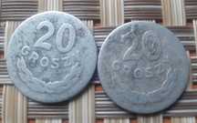 moneta 20 groszy aluminium 1949r