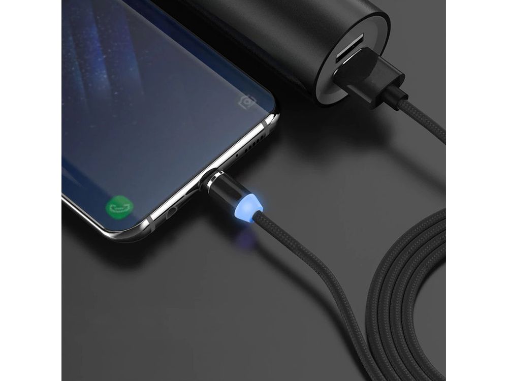 Kabel magnetyczny 3w1 micro typ-c usb do iphone 1m Czarny