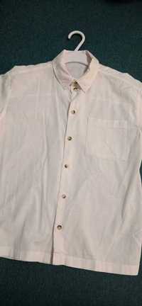 Tradycyjna biała koszula krótki rękaw H&M 128/134 chłopiec