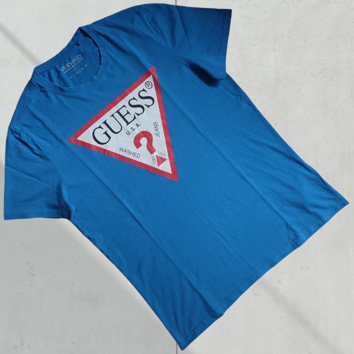 Футболка GUESS Eco blue big logo (Розмір М)