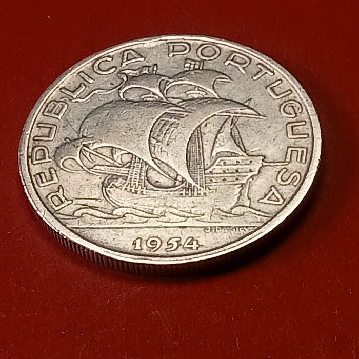 moeda 10.00 escudos prata 1954