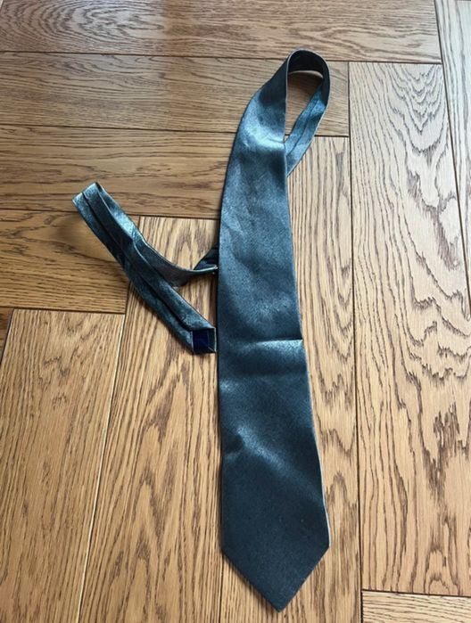 Krawat włoski srebrny lurex sparkle tie antracyt elegancki