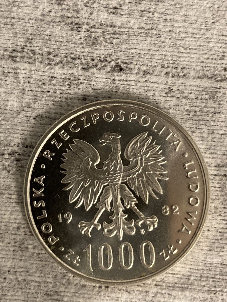 Moneta srebrna 1 000 złotych Jan Paweł II 1982 r lustrzanka