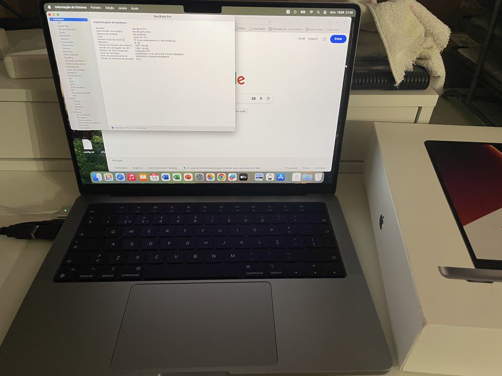 Macbook Pro 14” M1 pro de 16GB RAM e 1TB SSD