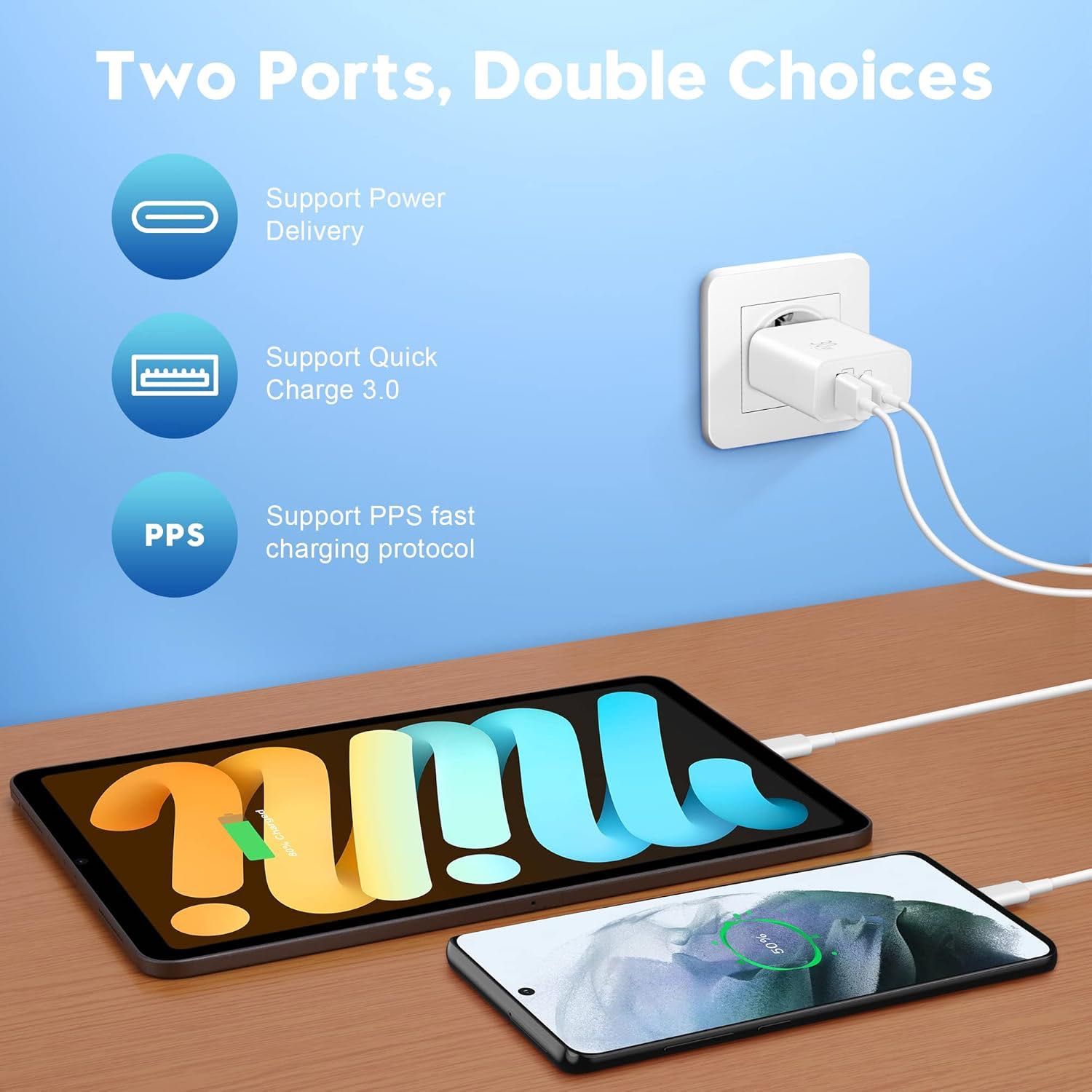 Ładowarka 30W USB C + kabel 2m Typ-C PD3.0 QC3