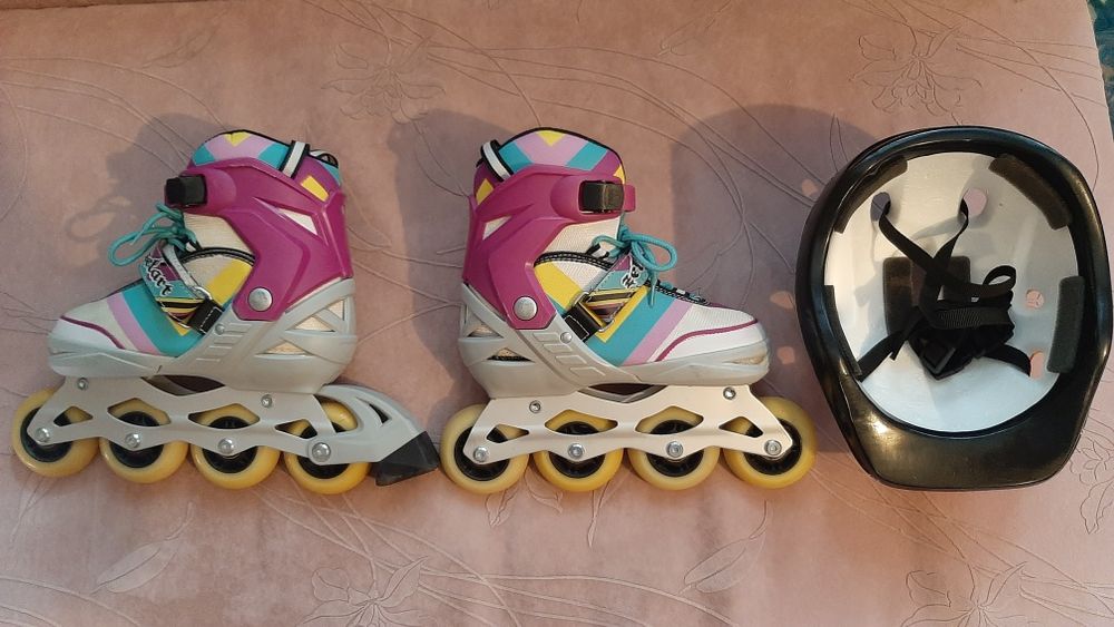 Ролики детские подростковые Zelart 34-37 размер.Шлем.