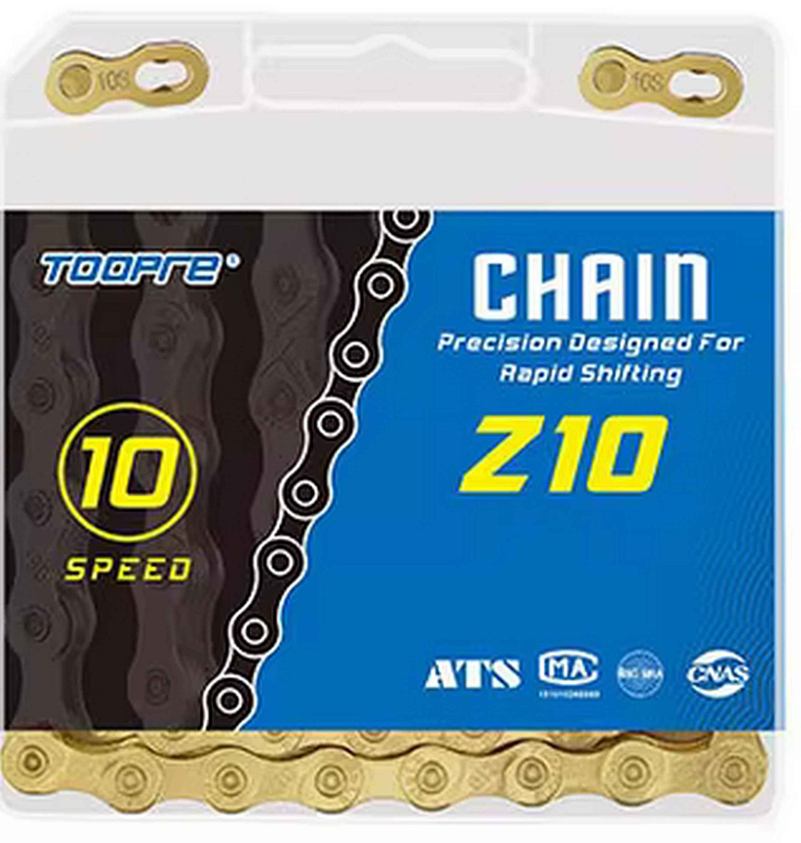 TOOPRE Z10 GOLD Łańcuch Rowerowy ze Spinką 10 biegów  / 116 ogniw BOX