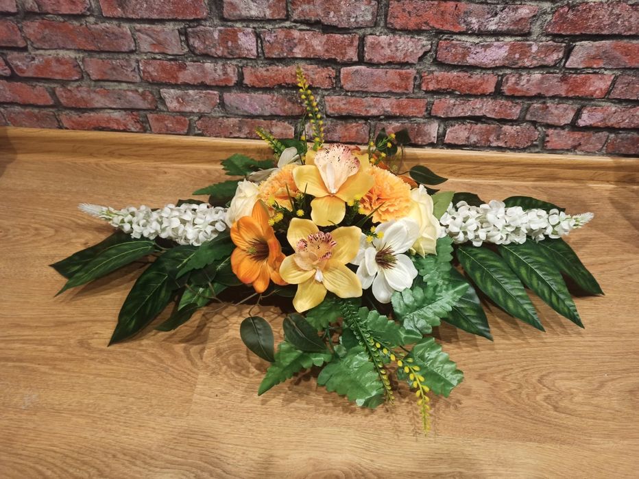Kompozycja kwiatowa nagrobna xl rudy pomarańcz
