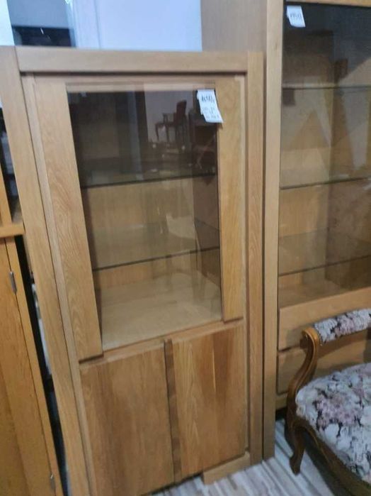 Witryna drewniana dębowa podświetlana nowoczesna jasna FV DOWÓZ