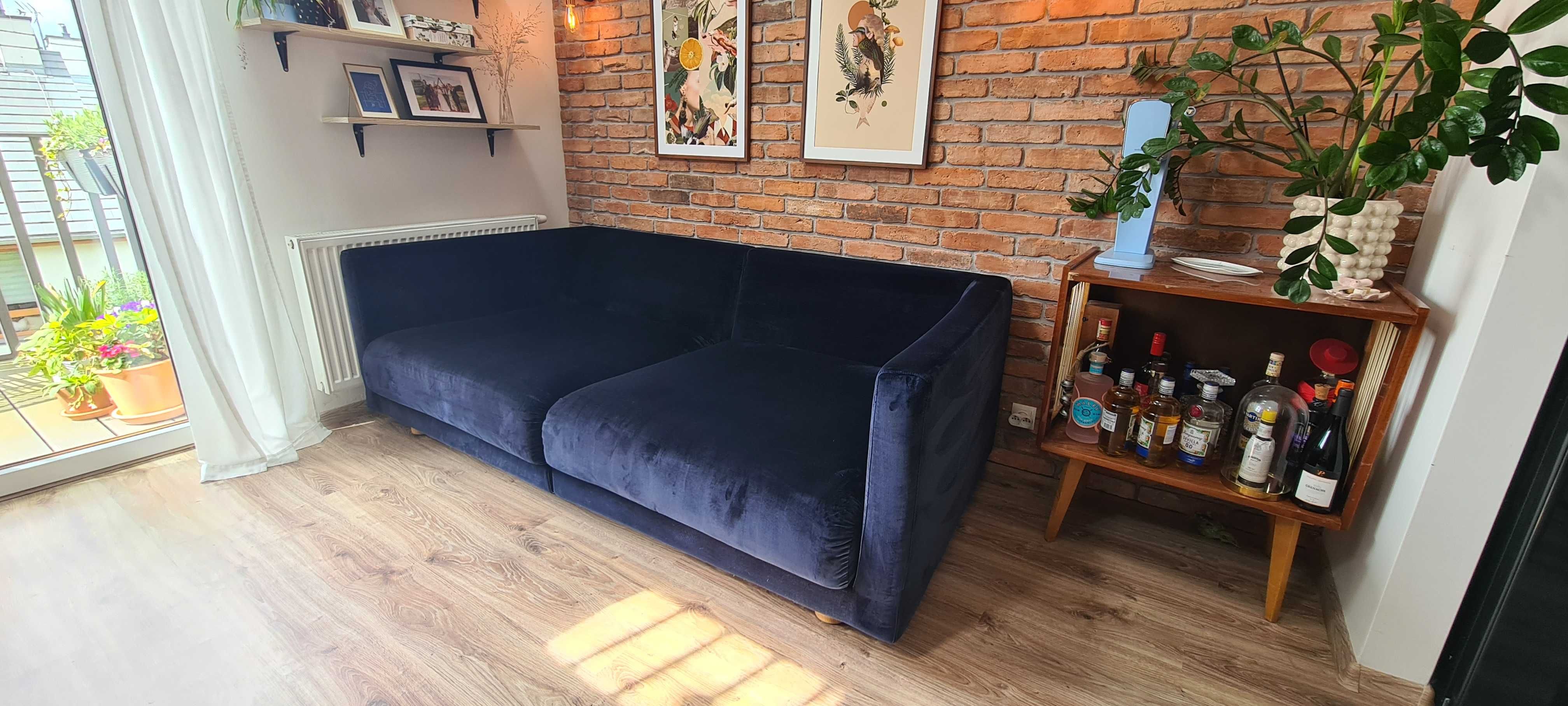 Kanapa Sofa granatowa 3 osobowa IKEA Stockholm 2017 + stolik mango