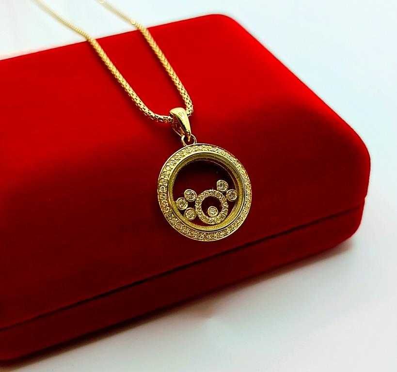 Złoty naszyjnik Tańczące diamenty 0,35ct Pr.750 W:7,70gr  Dł:50cm