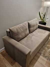 Sofa kanapa trzyosobowa beżowa velvet
