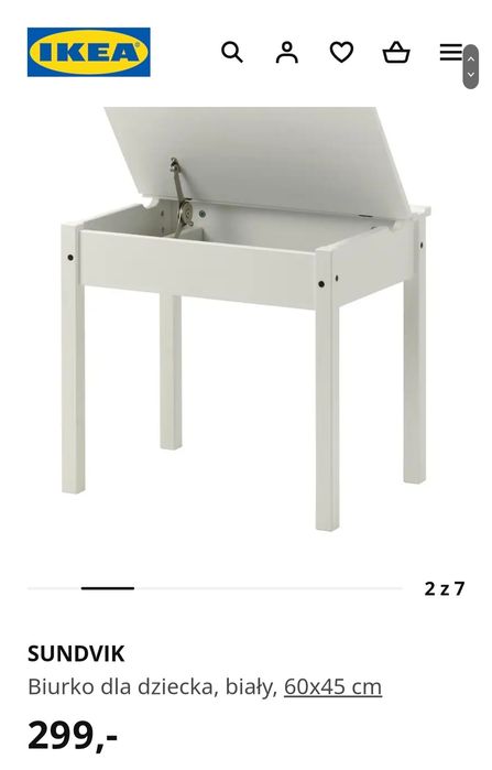Biurko dziecięce 60x45 SUNDVIK krzesełko KRITTER