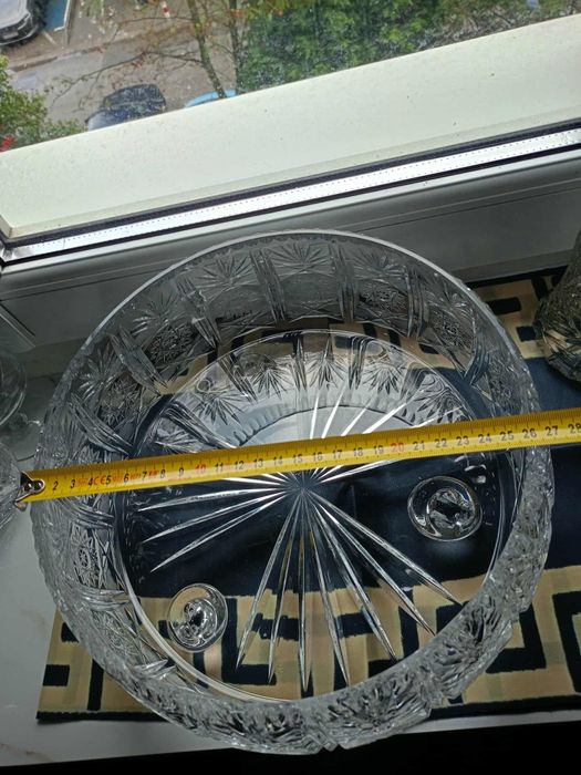 Duża misa na nóżkach PRL kryształ