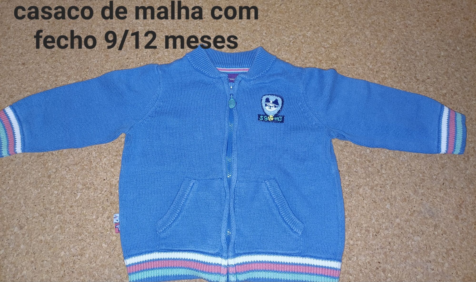 Casaco de malha com fecho 9/12 meses, bebé menino , Azul