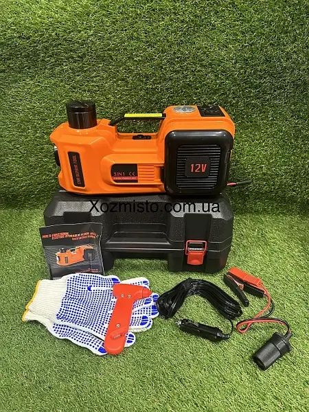 Електричний домкрат для авто 3 в 1 (Домкрат,Компресор, фанар) 12V,5,0Т
