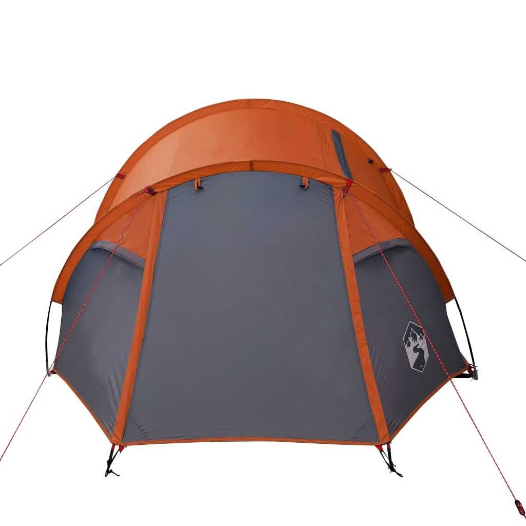 Tenda de Campismo p/ 4 Pessoas – Cinzento/Laranja, Leve e Impermeável!