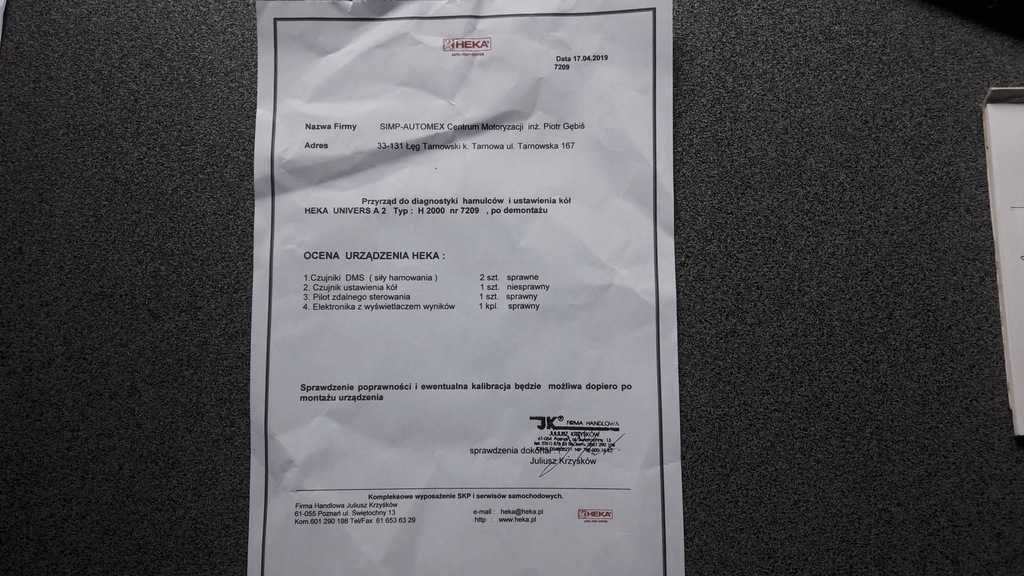 HEKA Linia diagnostyczna do SKP producent Niemcy