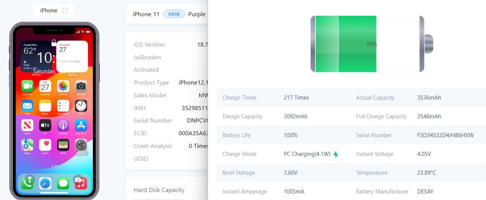   Iphone 11 | fioletowy | 64gb | kondycja 100%