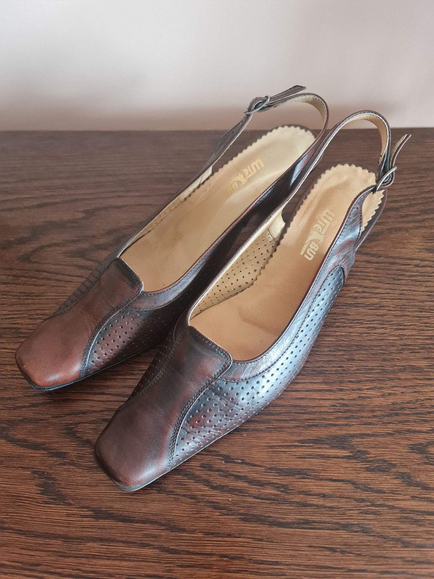 Buty damskie Wielbut skóra naturalna brązowe skórzane sandały
