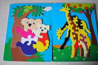 2 x Puzzle drewniane zwierzęta
