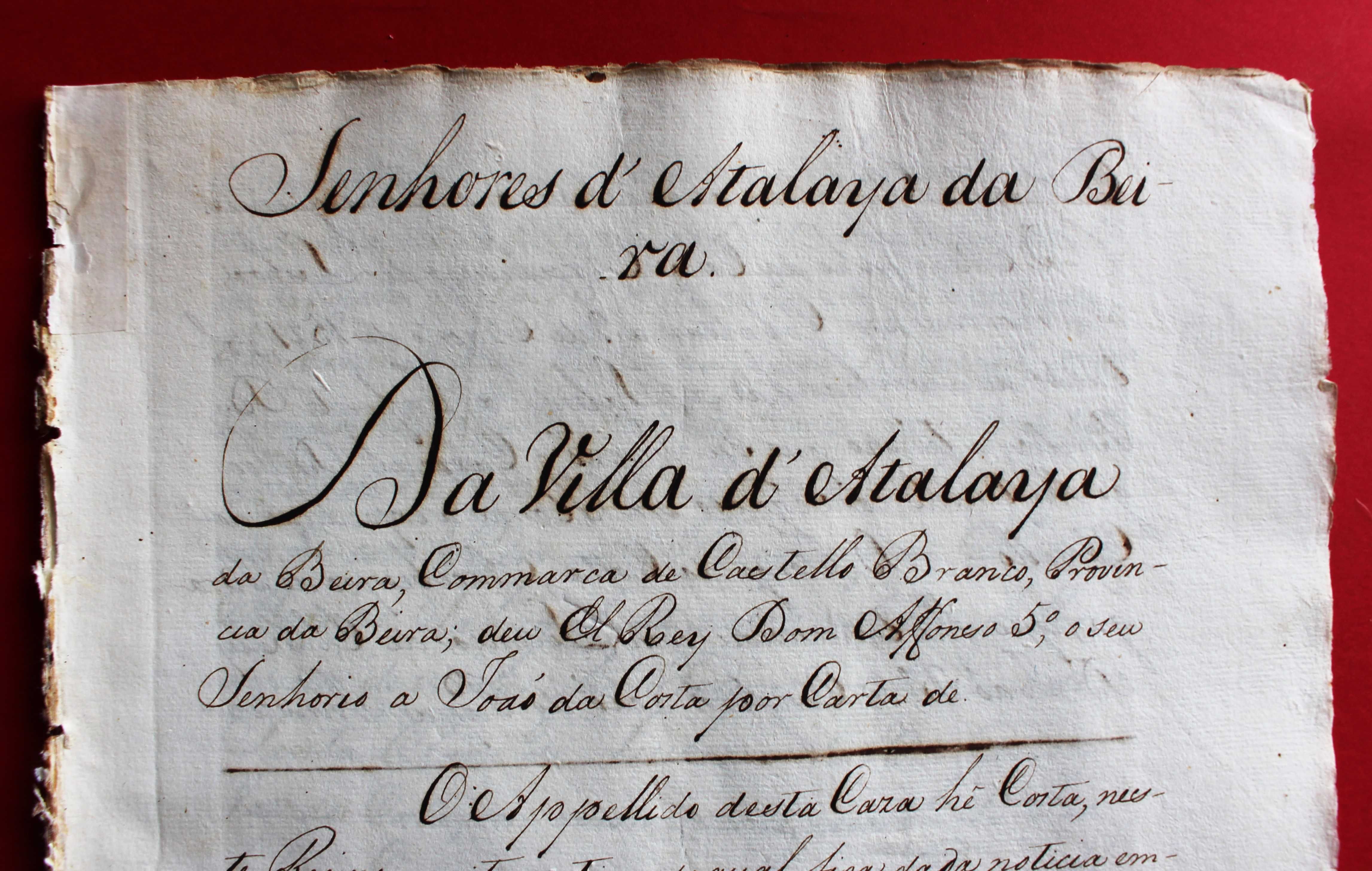 Senhores de Atalaia da Beira genealogia manuscrito séc. XVIII