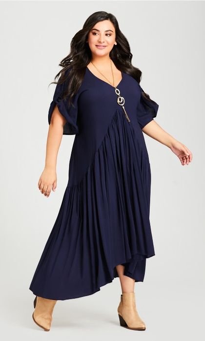 Синее платье миди большого размера оверсайз Avenue Англия  6XL