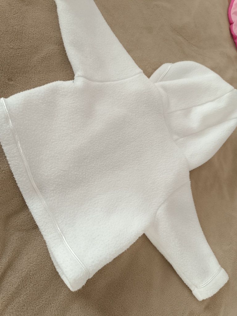 Śnieżnobiały polar unisex na chrzest, r. 68 + gratis!