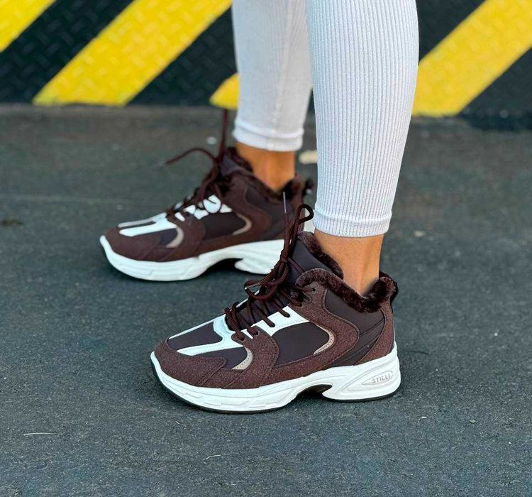 Зимові кросівки на хутрі жіночі [36-41] зимові черевики шоколадні