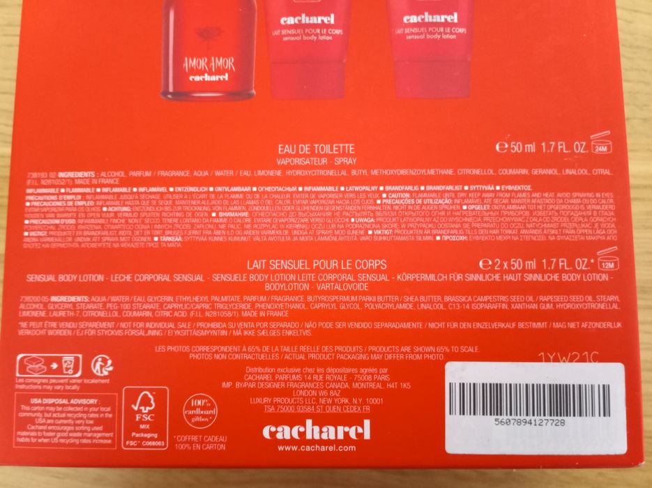 Coffret Cacharel Amor Amor NOVO