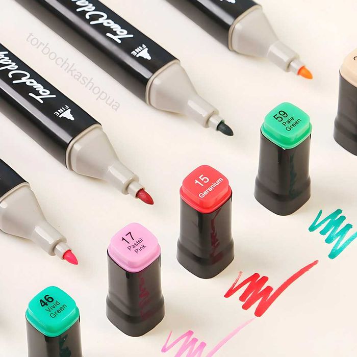 Набір скетч маркерів фломастерів 204 шт спиртові двосторонні з сумкою