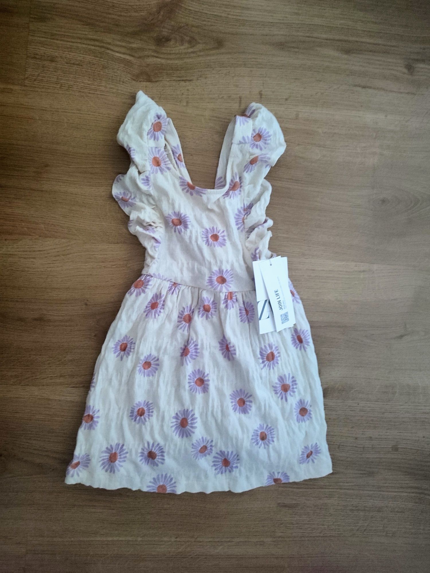 Sukienka na szelkach w kwiatki, Zara 98 NOWA