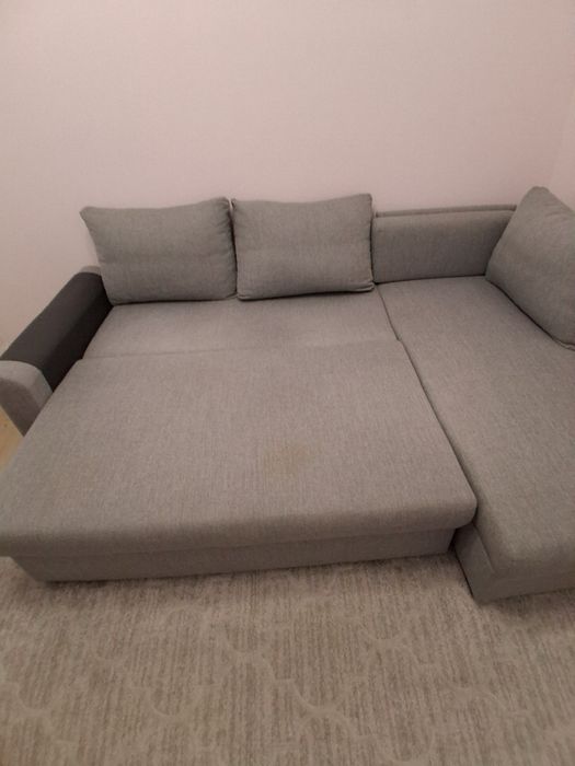 Kanapa rogowa rozkladana szara