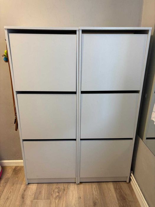 Szafka na buty IKEA BISSA, 3 przegrody, biały, 49x28x135 cm