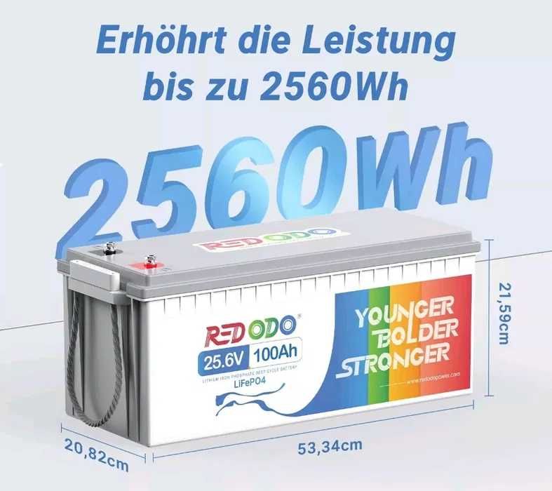 Lifepo4 Redodo акумуляторна батарея 24V 100Ah, BMS 2560Wh (АКБ)