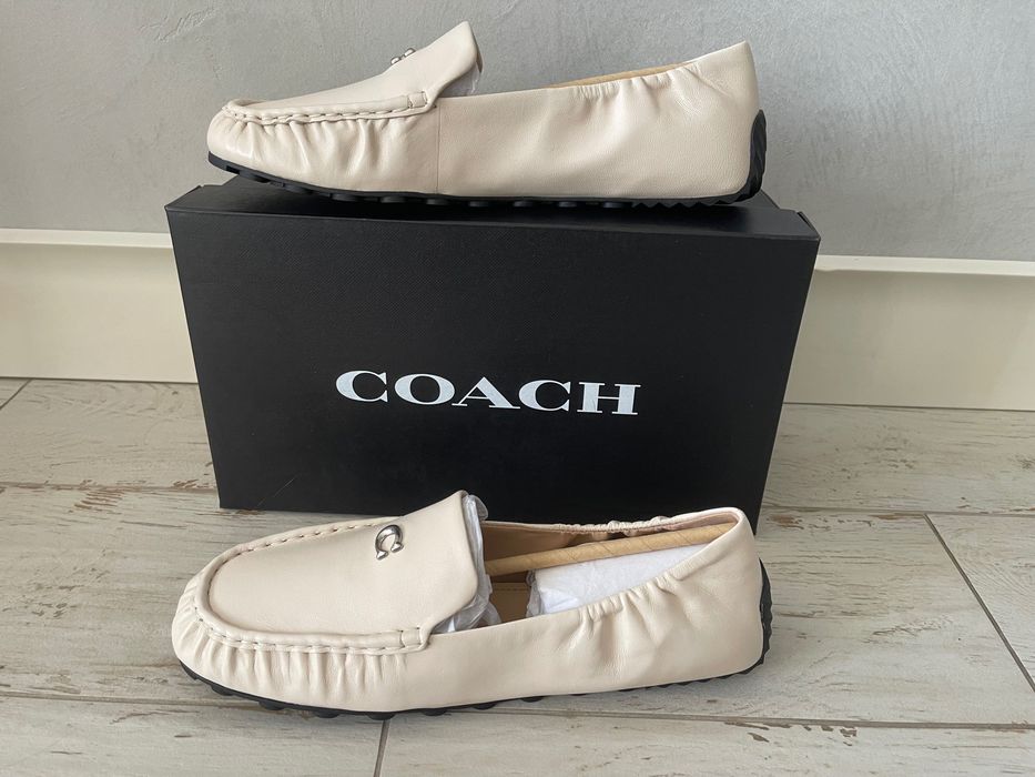 COACH Marley Driver mock. Бежевые мокасины натуральная кожа р 39