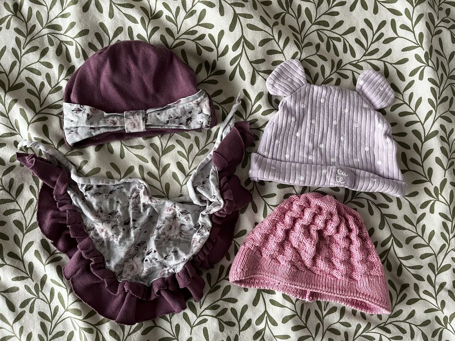 Czapka jesienna,zestaw czapeczki, apaszka SO Cutie rozm. 0-3m