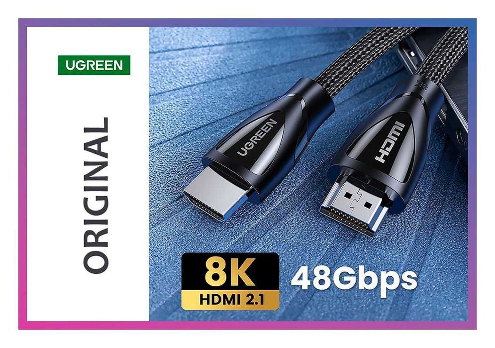 Кабель HDMI 2.1 шнур шдма 8K60Hz 4K120Hz 3D 48Gbps HDR Ugreen 2/5м