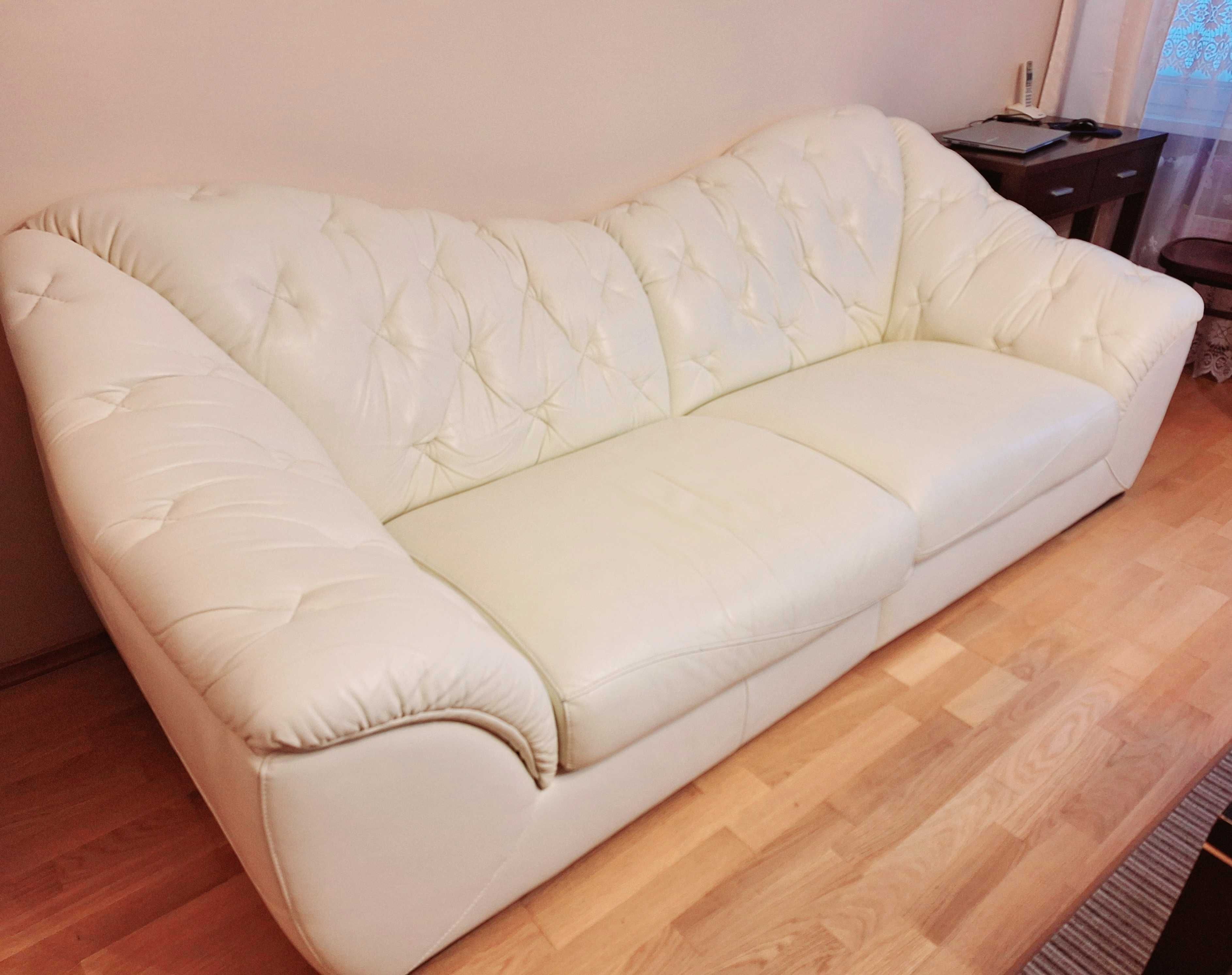Skórzana sofa bez funkcji spania  kremowa ZUCHERO 3BF VIENNA LUX