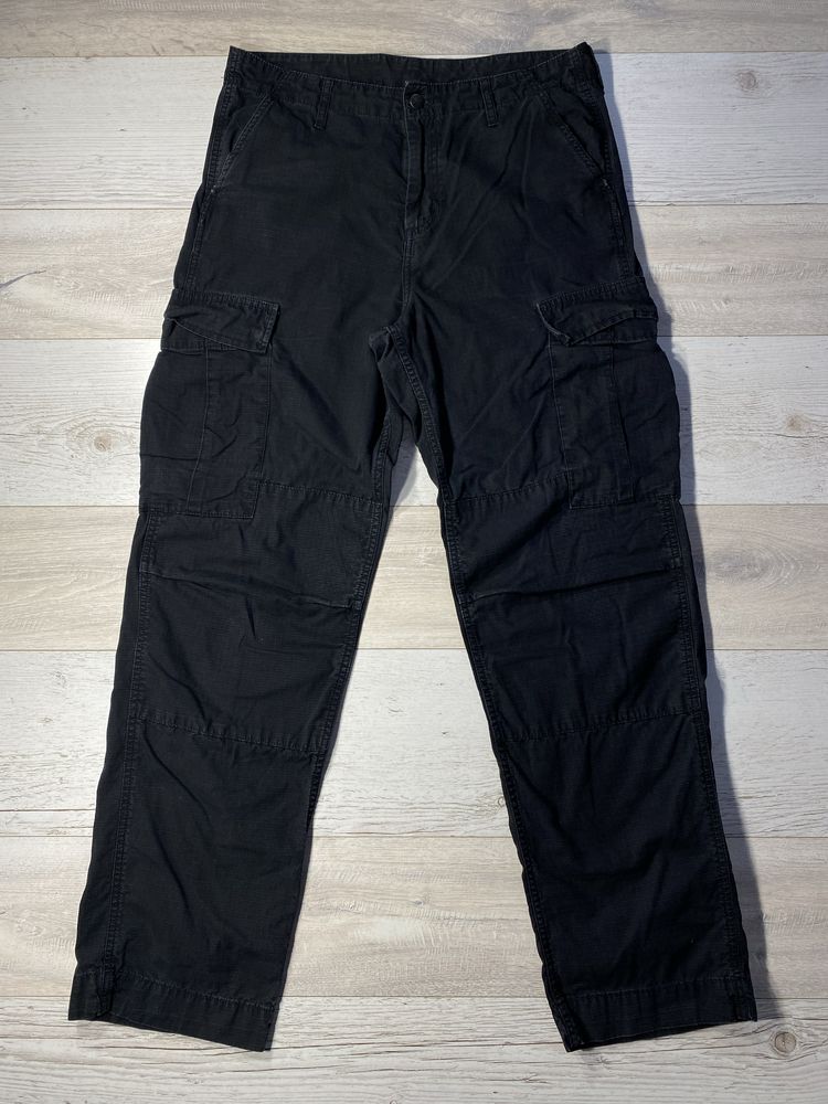 Штани Carhartt карго чорні штани rip-stop брюки casual кархарт