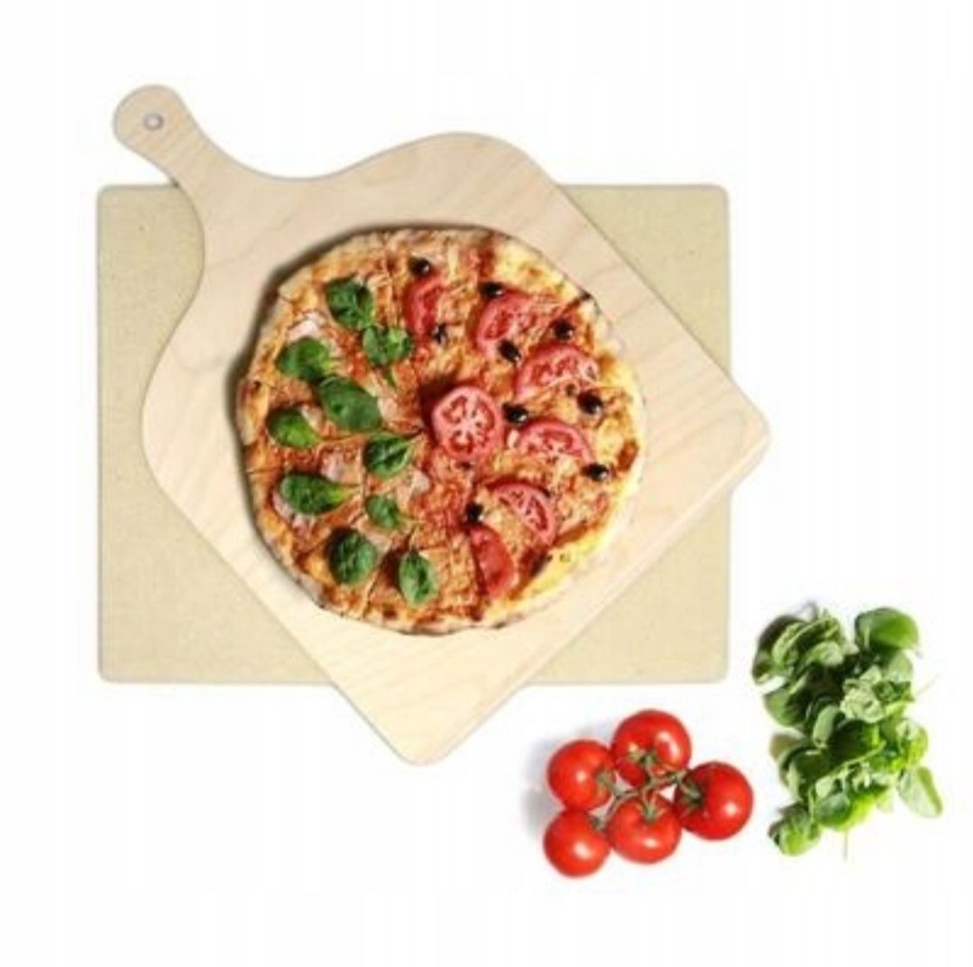 Bambusowy kamień do pizzy+łopatka 38x30cm zestaw do pizzy łatwe czyszc