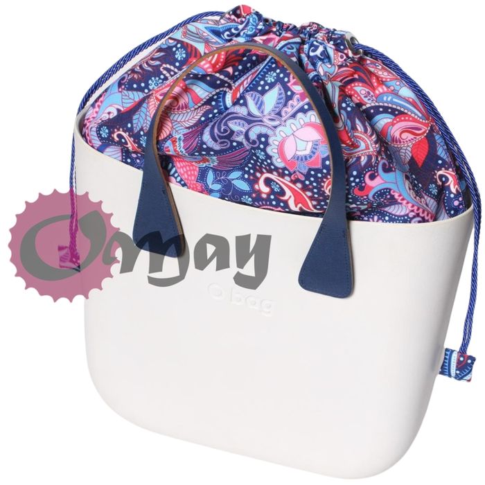 Granatowy organizer do OBAG MINI worek Orient Paisley róż komin OMAY