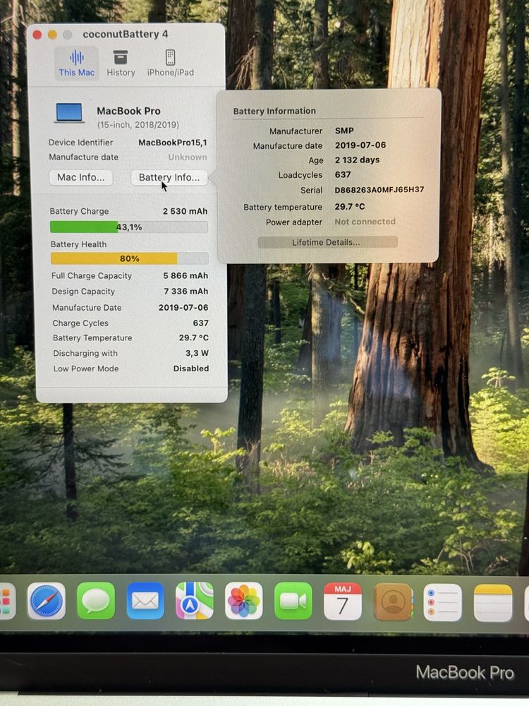 Laptop MacBook Pro 15 i7-8850H/16/512 A1990 Silver 2018 Sequoia