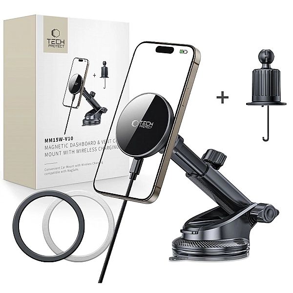 Tech-Protect Mm15W-V10 Magnetic Magsafe Dashboard & Vent Car Mount Wir