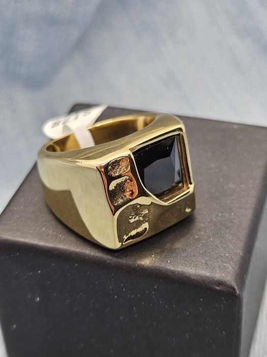 Sygnet pierścionek z czarnym kamieniem rozm 9 Vezzi